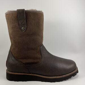 Ugg Stoneman Wellington Boots Mens 10 Brown Leather Lined Waterproof Vibram